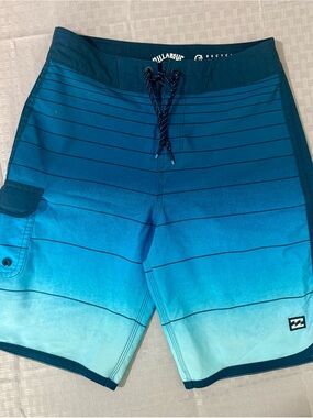 Billabong Boys Blue Ombre Stripe Swim Trunks size 26